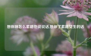 想你呀怎么套路他说说话,想你了套路女生的话