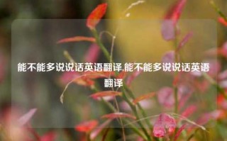 能不能多说说话英语翻译,能不能多说说话英语翻译