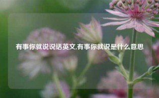 有事你就说说话英文,有事你就说是什么意思