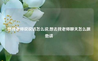 想找老师说说话怎么说,想去找老师聊天怎么跟他讲