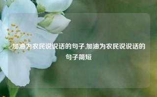 加油为农民说说话的句子,加油为农民说说话的句子简短