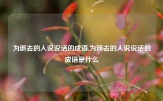 为逝去的人说说话的成语,为逝去的人说说话的成语是什么