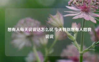 想有人每天说说话怎么说,今天特别想有人陪我说说