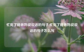 忙完了陪爸妈说说话的句子,忙完了陪爸妈说说话的句子怎么写