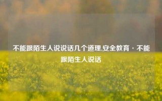 不能跟陌生人说说话几个道理,安全教育·不能跟陌生人说话