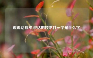 说说话技术,说话的技术打一字是什么字