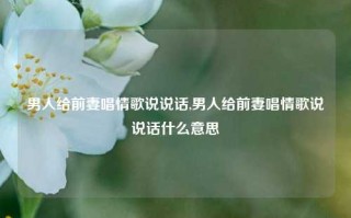 男人给前妻唱情歌说说话,男人给前妻唱情歌说说话什么意思