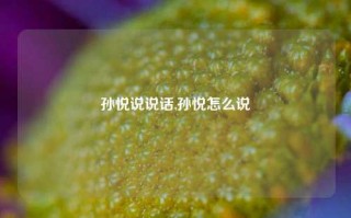 孙悦说说话,孙悦怎么说