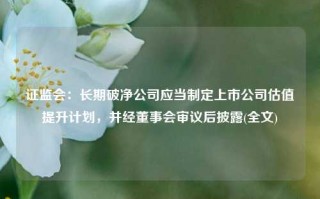 证监会：长期破净公司应当制定上市公司估值提升计划，并经董事会审议后披露(全文)