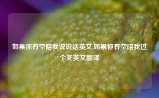 如果你有空陪我说说话英文,如果你有空陪我过个冬英文翻译