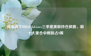 高瓴旗下HHLR Advisors三季度美股持仓披露，前十大重仓中概股占9席