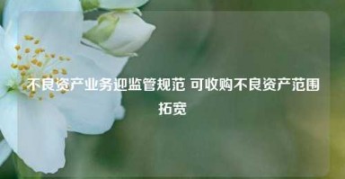 不良资产业务迎监管规范 可收购不良资产范围拓宽