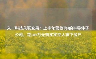 文一科技关联交易：上半年营收为0的半导体子公司，花2600万元购买实控人旗下房产