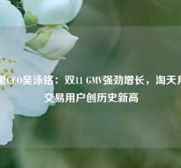 阿里CEO吴泳铭：双11 GMV强劲增长，淘天月度交易用户创历史新高