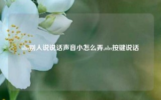 obs别人说说话声音小怎么弄,obs按键说话