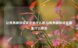 让我再跟你说说话是什么歌,让我再跟你说说话是什么歌名