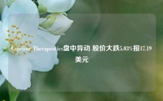 Capricor Therapeutics盘中异动 股价大跌5.03%报17.19美元