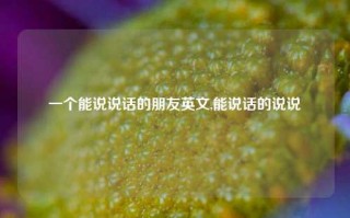 一个能说说话的朋友英文,能说话的说说