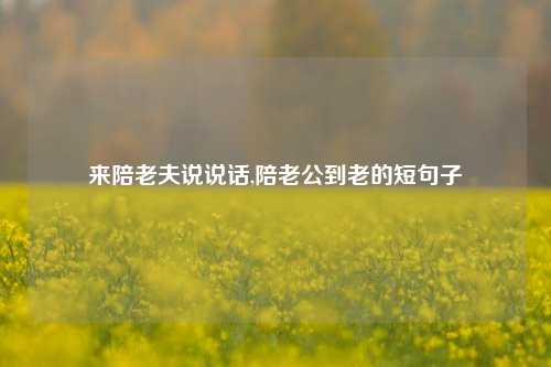 来陪老夫说说话,陪老公到老的短句子-第1张图片-兔尾说说网