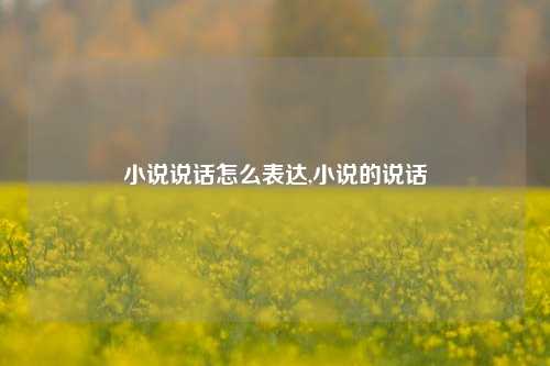 小说说话怎么表达,小说的说话-第1张图片-兔尾说说网