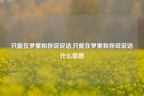 只能在梦里和你说说话,只能在梦里和你说说话什么意思-第1张图片-兔尾说说网