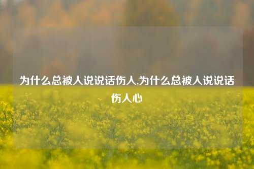 为什么总被人说说话伤人,为什么总被人说说话伤人心-第1张图片-兔尾说说网