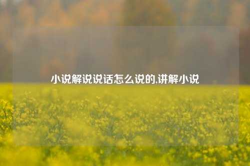 小说解说说话怎么说的,讲解小说-第1张图片-兔尾说说网