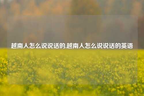 越南人怎么说说话的,越南人怎么说说话的英语-第1张图片-兔尾说说网