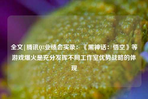 全文|腾讯Q3业绩会实录：《黑神话：悟空》等游戏爆火是充分发挥不同工作室优势战略的体现-第1张图片-兔尾说说网