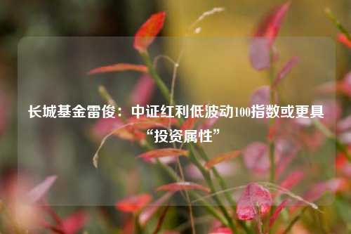 长城基金雷俊：中证红利低波动100指数或更具“投资属性”-第1张图片-兔尾说说网