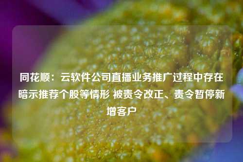 同花顺：云软件公司直播业务推广过程中存在暗示推荐个股等情形 被责令改正、责令暂停新增客户-第1张图片-兔尾说说网