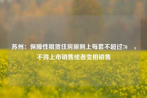 苏州：保障性租赁住房原则上每套不超过70㎡，不得上市销售或者变相销售-第1张图片-兔尾说说网