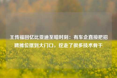 王传福回忆比亚迪至暗时刻：有车企直接把招聘摊位摆到大门口，挖走了很多技术骨干-第1张图片-兔尾说说网