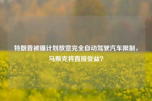 特朗普被曝计划放宽完全自动驾驶汽车限制，马斯克将直接受益？-第1张图片-兔尾说说网