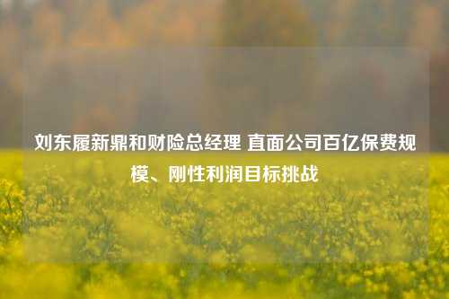 刘东履新鼎和财险总经理 直面公司百亿保费规模、刚性利润目标挑战-第1张图片-兔尾说说网