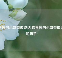 看果园的小哥哥说说话,看果园的小哥哥说说话的句子