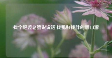 找个肥婆老婆说说话,找媳妇找胖的顺口溜