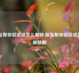 原友帮你说说话怎么删除,原友帮你说说话怎么删除啊