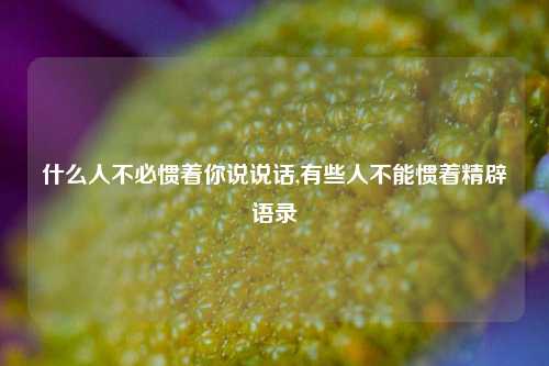 什么人不必惯着你说说话,有些人不能惯着精辟语录-第1张图片-兔尾说说网