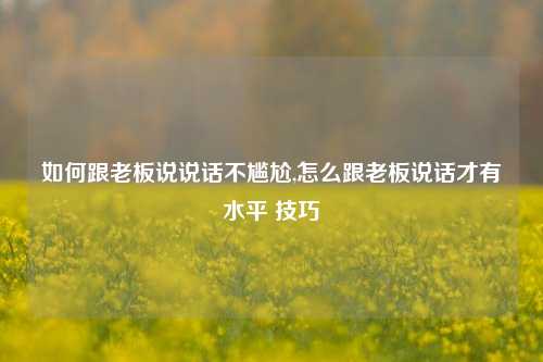 如何跟老板说说话不尴尬,怎么跟老板说话才有水平 技巧-第1张图片-兔尾说说网