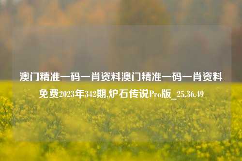 澳门精准一码一肖资料澳门精准一码一肖资料免费2023年342期,炉石传说Pro版_25.36.49-第1张图片-兔尾说说网