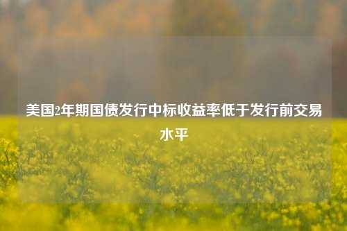 美国2年期国债发行中标收益率低于发行前交易水平-第1张图片-兔尾说说网