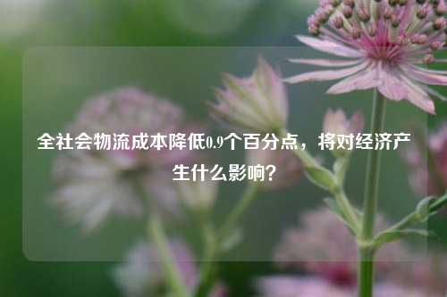 全社会物流成本降低0.9个百分点，将对经济产生什么影响？-第1张图片-兔尾说说网